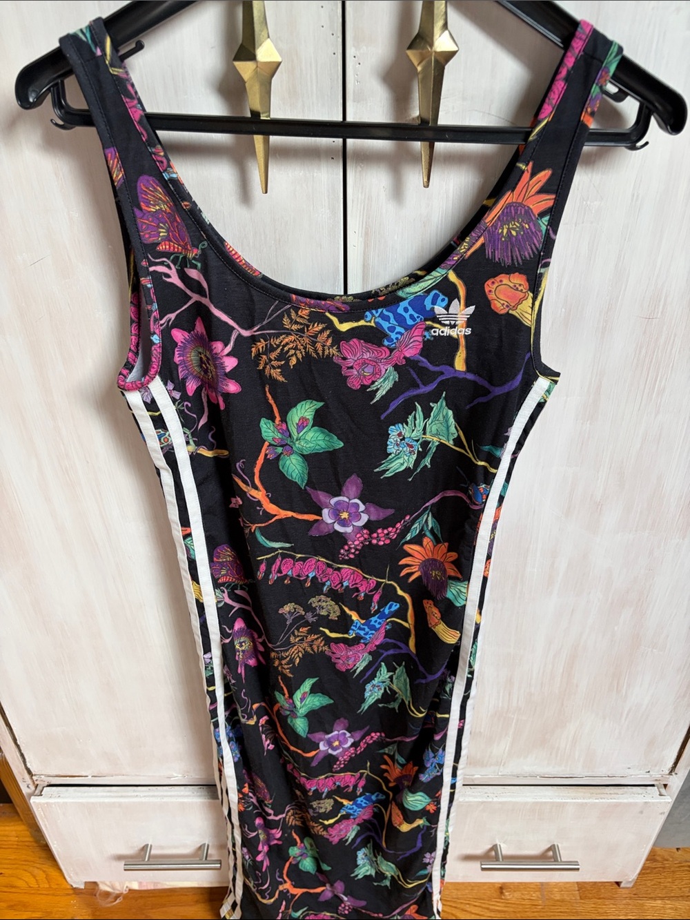 Aadidas Black Floral Tank Dress with Multicolor Blooms